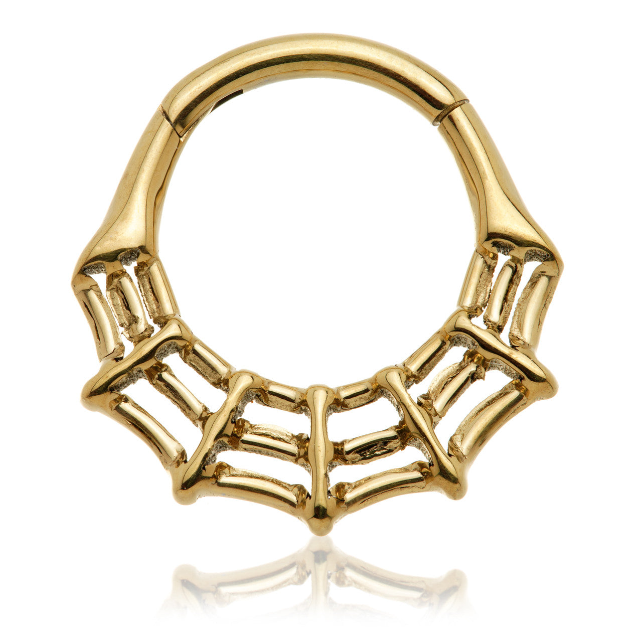 TiCouture product image: Zircon Gold Ti Couture Cobweb Hinge Ring.