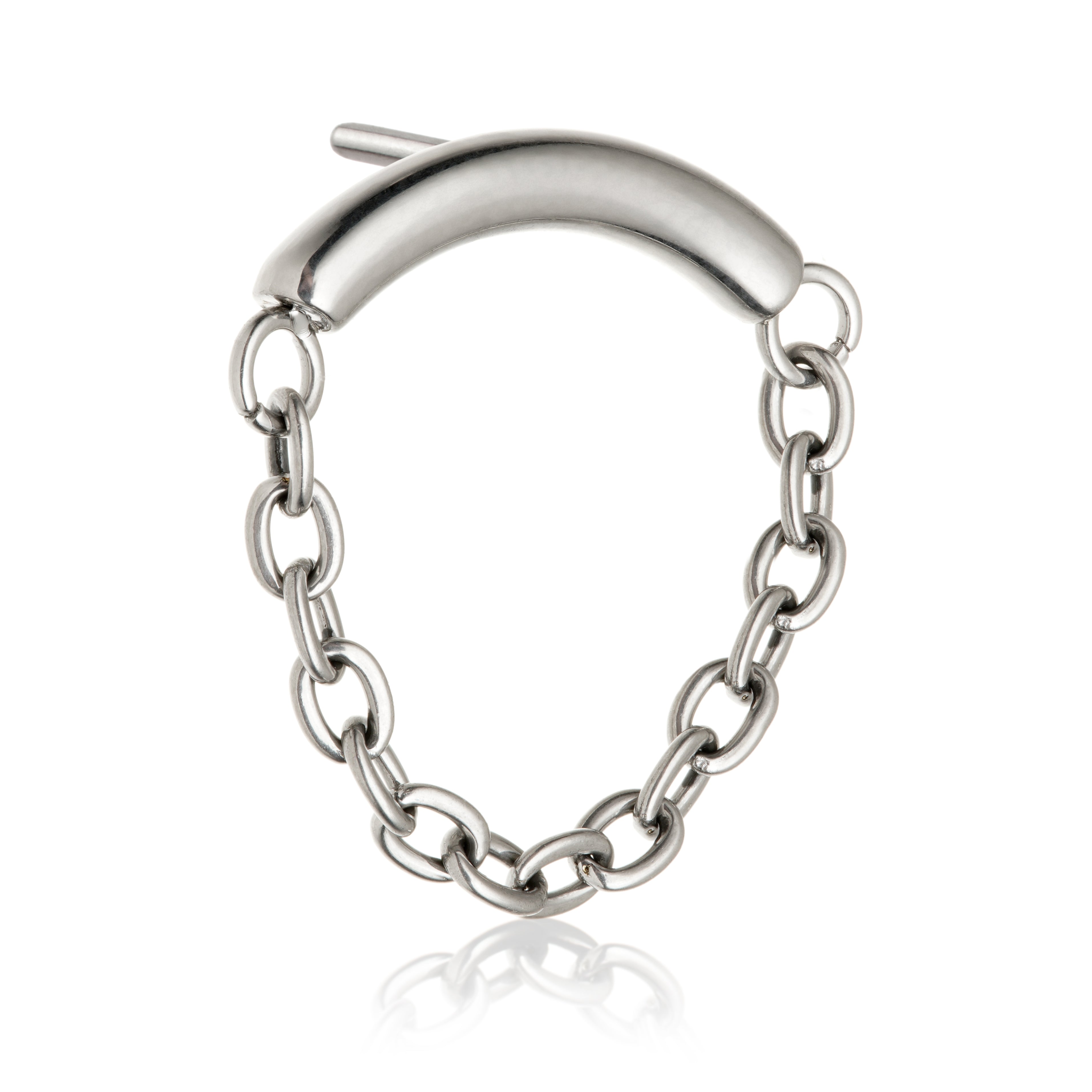 Product image: Titanium Threadless Attachment with Hanging Chain.