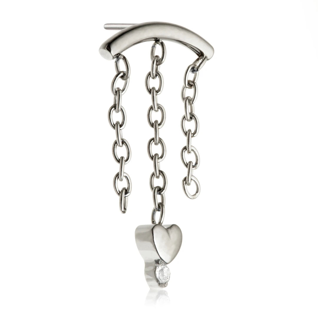TiCouture product image: Ti Threadless Hanging Chain With Heart Attachment.