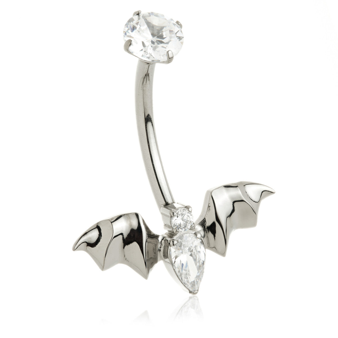 TiCouture product image: Ti Internal Jewelled Bat Navel Bar.