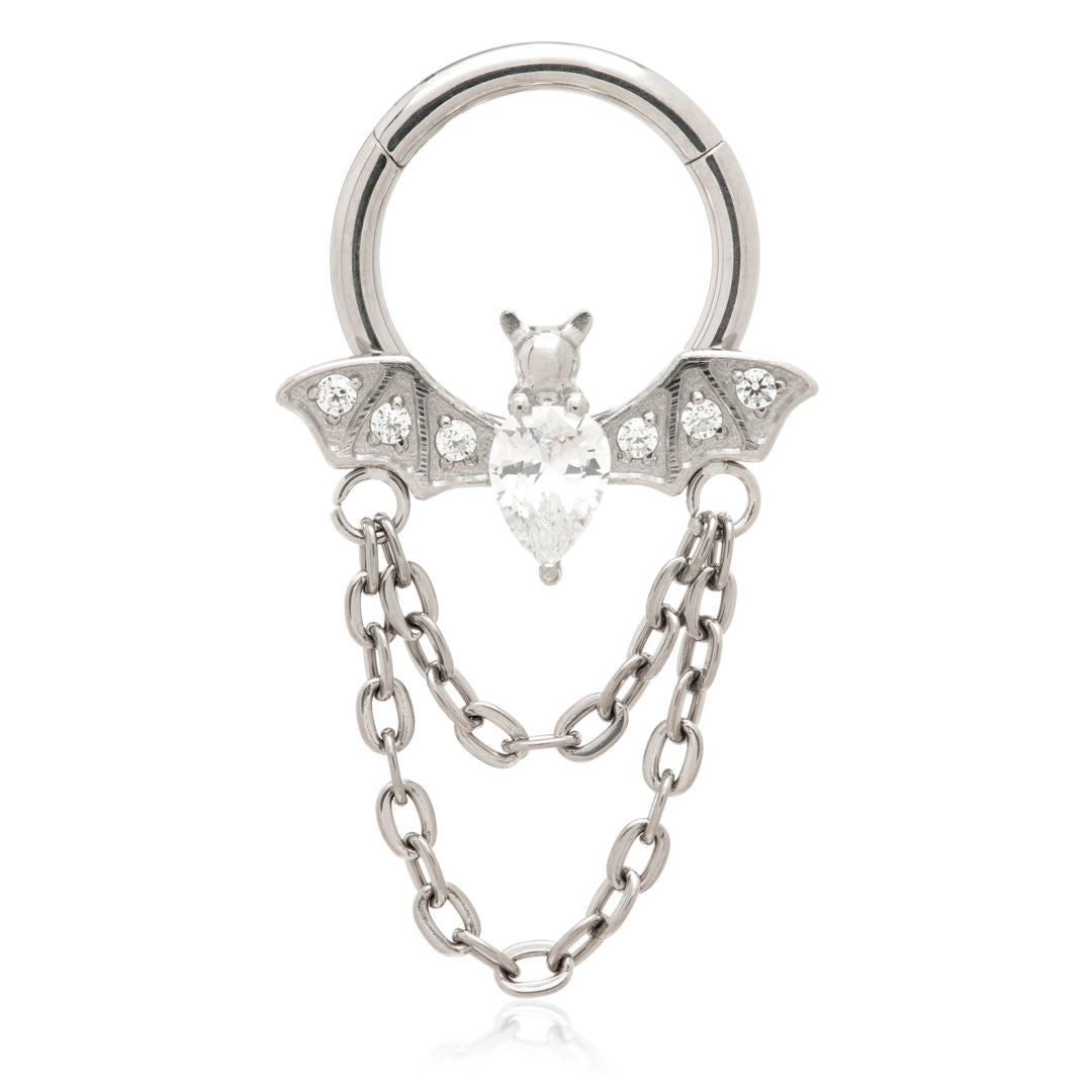 TiCouture product image: Ti Couture Jewelled Bat Chain Hinged Ring.