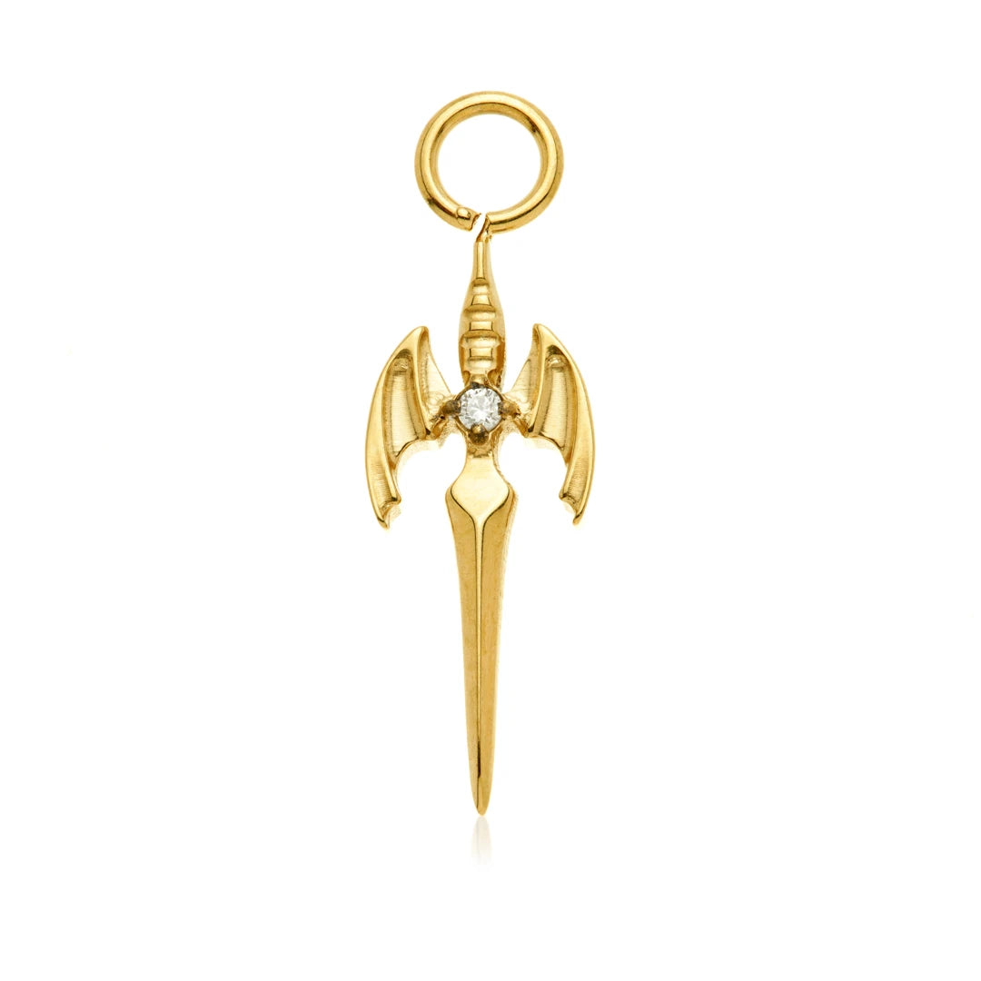 TiCouture product image: Gold PVD Ti Winged Sword Charm Attachment.
