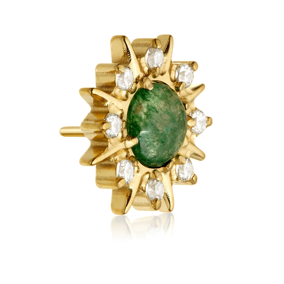 TiCouture product image: Gold PVD Ti Threadless Moss Agate Gem Cluster Attachment.