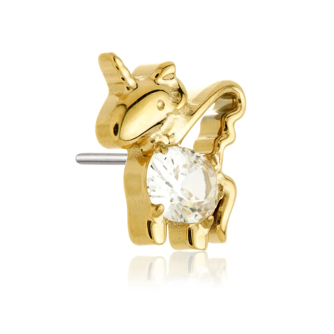 TiCouture product image: Gold PVD Ti Threadless Jewelled Unicorn Attachment.